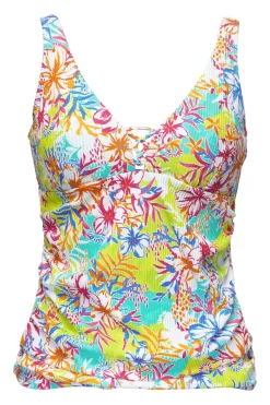 Plus Size|Underwire<Sunsets Escape Botanical Bliss Sandbar Rib Emerson Tankini Top