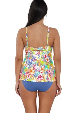 Plus Size|Wire-Free<Sunsets Escape Botanical Bliss Sandbar Rib Tori Tankini Top