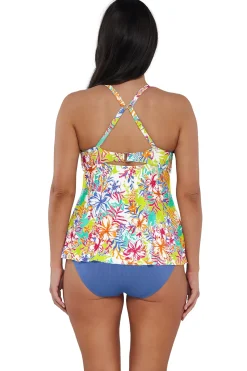 Plus Size|Wire-Free<Sunsets Escape Botanical Bliss Sandbar Rib Tori Tankini Top