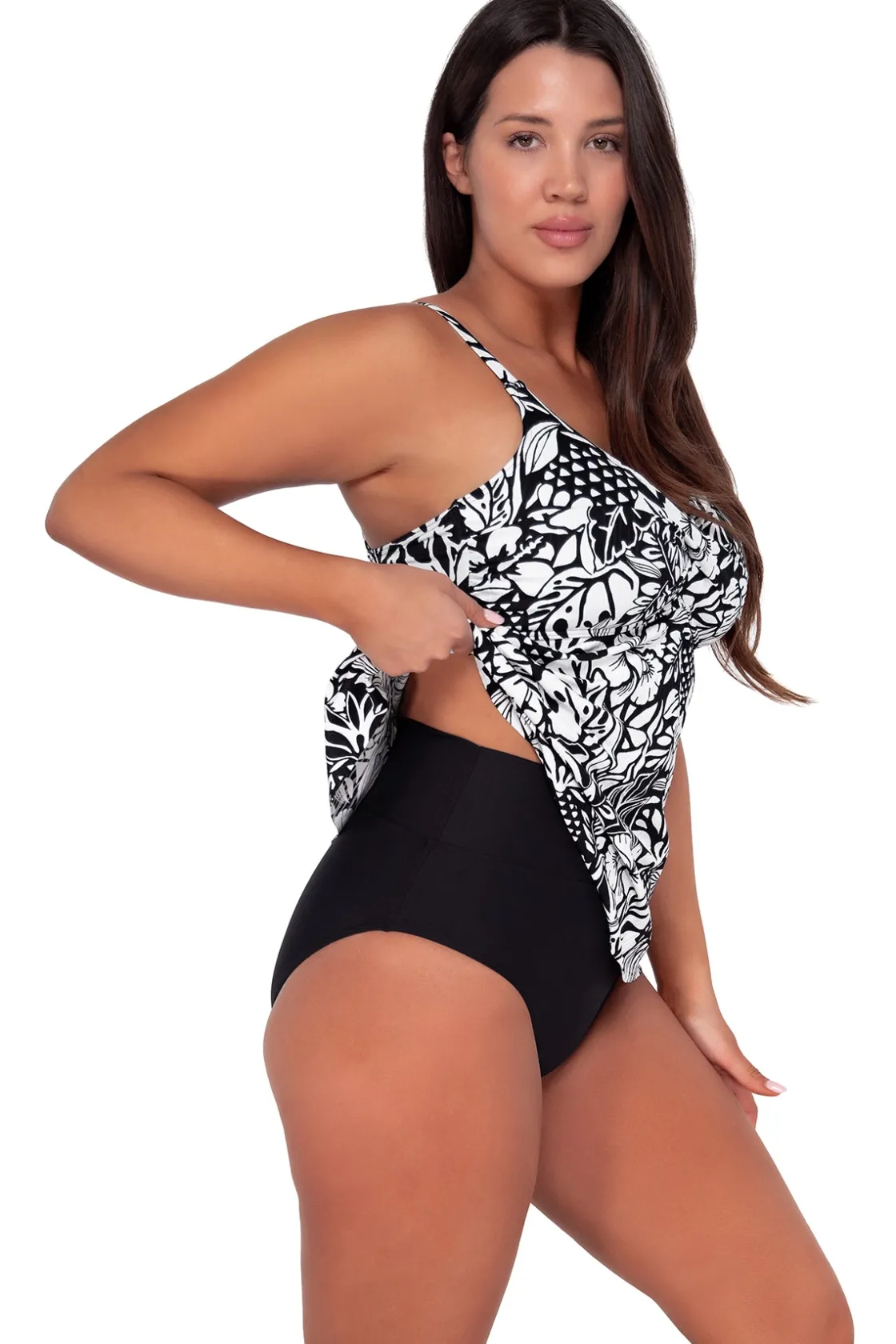 Plus Size|Wire-Free<Sunsets Escape Caribbean Seagrass Texture Tori Tankini Top