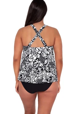 Plus Size|Wire-Free<Sunsets Escape Caribbean Seagrass Texture Sadie Tankini Top