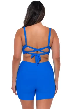 Plus Size|High-Waist<Sunsets Escape Electric Blue Bayside Bike Short