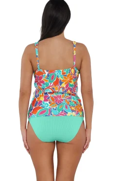 Plus Size|Underwire<Sunsets Escape Festive Floral Sandbar Rib Emerson Tankini Top