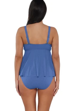 Plus Size|Underwire<Sunsets Escape Harbor Blue Sandbar Rib Marin Tankini Top
