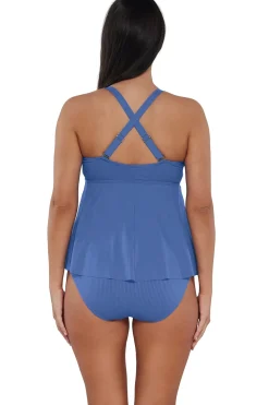 Plus Size|Underwire<Sunsets Escape Harbor Blue Sandbar Rib Marin Tankini Top