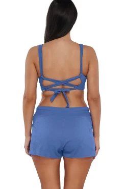 Plus Size<Sunsets Escape Harbor Blue Sandbar Rib Laguna Swim Short