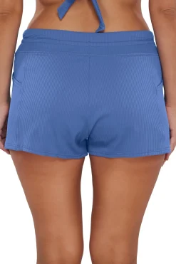 Plus Size<Sunsets Escape Harbor Blue Sandbar Rib Laguna Swim Short