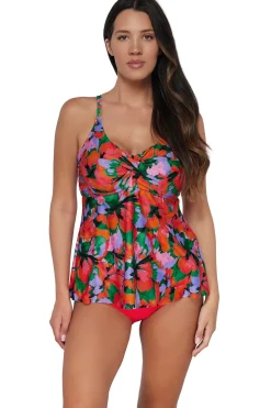 Plus Size|Wire-Free<Sunsets Escape Hummingbird Cove Tori Tankini Top