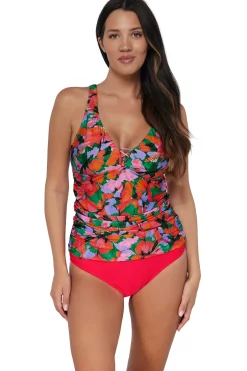 Plus Size|Underwire<Sunsets Escape Hummingbird Cove Emerson Tankini Top