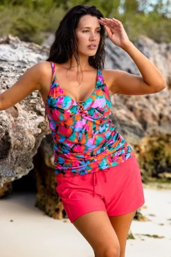 Plus Size|Underwire<Sunsets Escape Hummingbird Cove Emerson Tankini Top