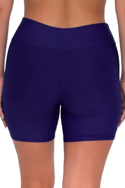 Plus Size|High-Waist<Sunsets Escape Indigo Bayside Bike Short