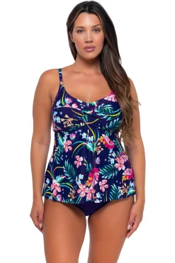 Plus Size|Wire-Free<Sunsets Escape Island Getaway Tori Tankini Top