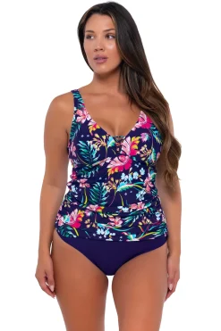 Plus Size|Underwire<Sunsets Escape Island Getaway Emerson Tankini Top