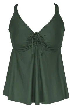 Plus Size|Underwire<Sunsets Escape Island Green Marin Tankini Top