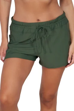 Plus Size<Sunsets Escape Island Green Laguna Swim Short Bottom