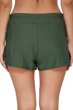 Plus Size<Sunsets Escape Island Green Laguna Swim Short Bottom