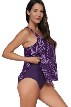 Plus Size|Wire-Free<Sunsets Escape Mystic Palms Sadie Tankini Top