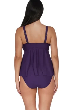 Plus Size|Underwire<Sunsets Escape Paradise Plum Marin Tankini Top