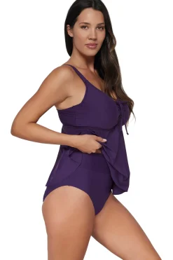 Plus Size|Underwire<Sunsets Escape Paradise Plum Marin Tankini Top
