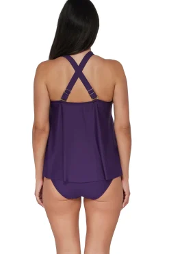 Plus Size|Wire-Free<Sunsets Escape Paradise Plum Sadie Tankini Top