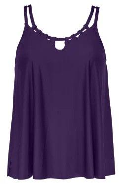 Plus Size|Wire-Free<Sunsets Escape Paradise Plum Sadie Tankini Top