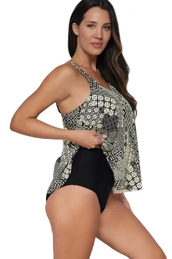 Plus Size|Wire-Free<Sunsets Escape Venice Seagrass Texture Sadie Tankini Top