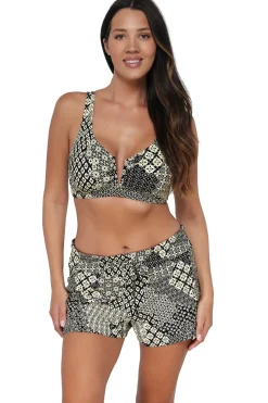 Plus Size<Sunsets Escape Venice Seagrass Texture Laguna Swim Short Bottom
