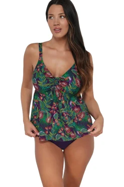 Plus Size|Underwire<Sunsets Escape Welcome To Rio Marin Tankini Top