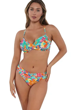 Plus Size|Bikini Bottoms<Sunsets Festive Floral Sandbar Rib Unforgettable Bottom