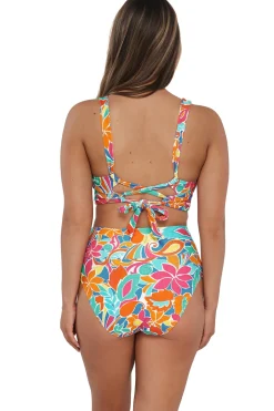 Plus Size|High-Waist<Sunsets Festive Floral Sandbar Rib Hannah High Waist Bottom