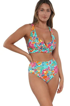 Plus Size|High-Waist<Sunsets Festive Floral Sandbar Rib Hannah High Waist Bottom