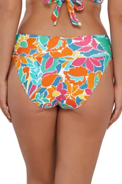 Plus Size|High-Waist<Sunsets Festive Floral Sandbar Rib Hannah High Waist Bottom