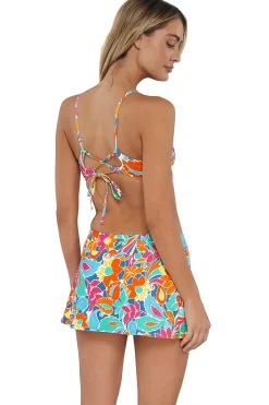 Plus Size<Sunsets Festive Floral Sandbar Rib Sporty Swim Skirt