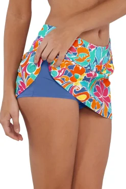 Plus Size<Sunsets Festive Floral Sandbar Rib Sporty Swim Skirt