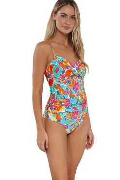 Wire-Free|Tankinis<Sunsets Festive Floral Sandbar Rib Simone Tankini Top