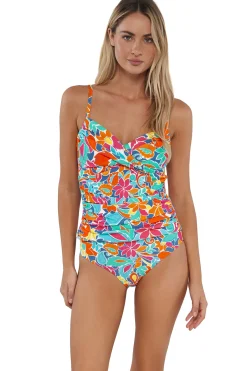 Wire-Free|Tankinis<Sunsets Festive Floral Sandbar Rib Simone Tankini Top