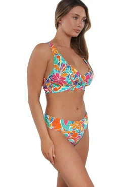 Plus Size|Underwire<Sunsets Festive Floral Sandbar Rib Elsie Top