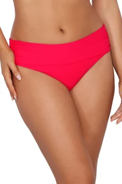 Plus Size|Bikini Bottoms<Sunsets Geranium Capri High Waist Bottom
