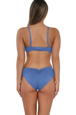 Low-Rise|Bikini Bottoms<Sunsets Harbor Blue Sandbar Rib Alana Reversible Hipster Bottom