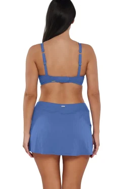 Plus Size<Sunsets Harbor Blue Sandbar Rib Sporty Swim Skirt