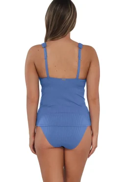 Plus Size|Underwire<Sunsets Harbor Blue Sandbar Rib Elsie Tankini Top