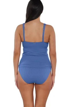Plus Size|Underwire<Sunsets Harbor Blue Sandbar Rib Elsie Tankini Top