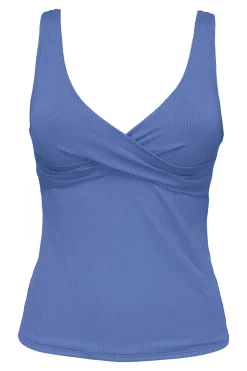 Plus Size|Underwire<Sunsets Harbor Blue Sandbar Rib Elsie Tankini Top