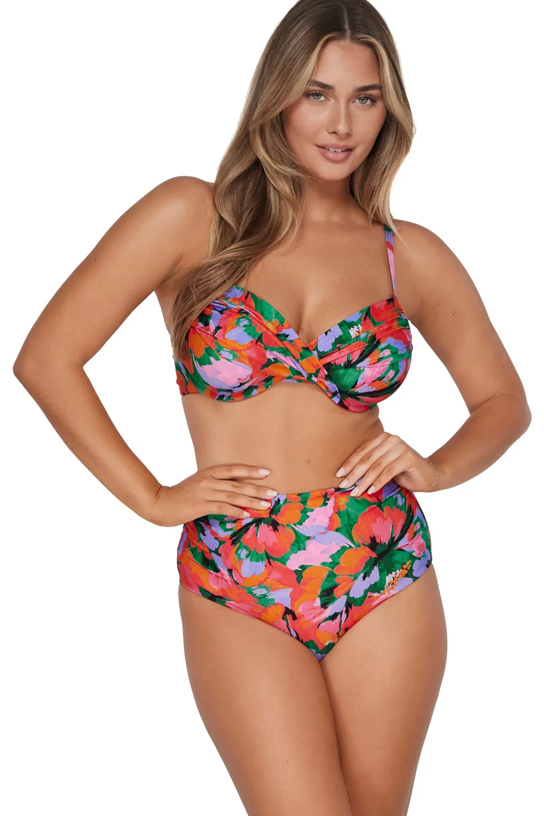 Plus Size|High-Waist<Sunsets Hummingbird Cove Capri High Waist Bottom