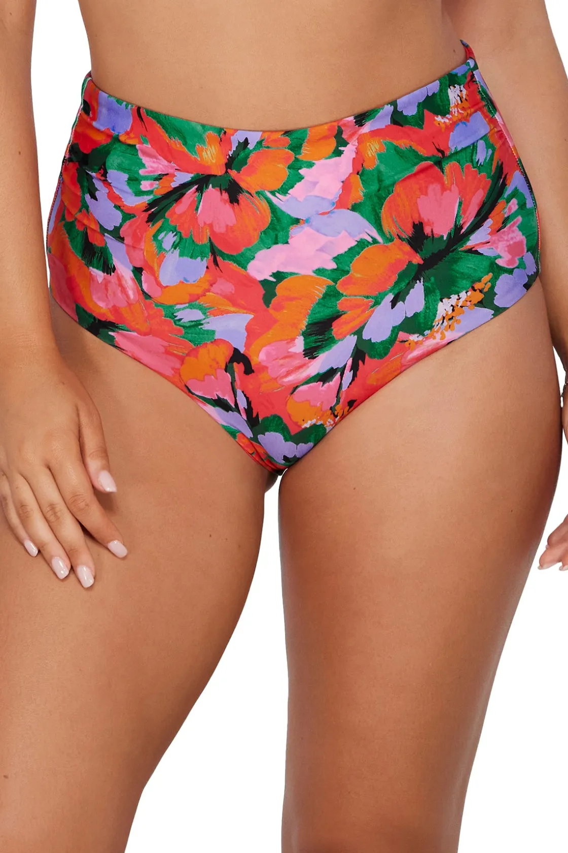 Plus Size|High-Waist<Sunsets Hummingbird Cove Capri High Waist Bottom