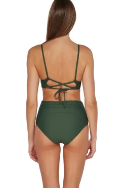 Plus Size|High-Waist<Sunsets Island Green Capri High Waist Bottom