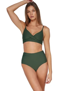 Plus Size|High-Waist<Sunsets Island Green Capri High Waist Bottom