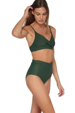 Plus Size|High-Waist<Sunsets Island Green Capri High Waist Bottom
