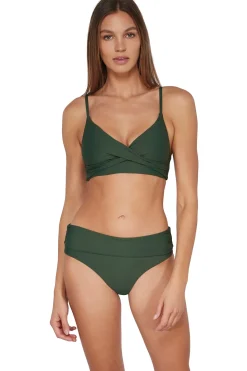 Plus Size|High-Waist<Sunsets Island Green Capri High Waist Bottom