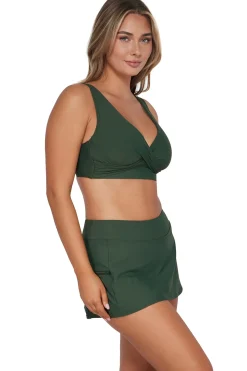 Plus Size<Sunsets Island Green Sporty Swim Skirt Bottom